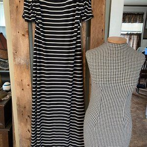 Nine West maxi dress black white stripe 16 NWT